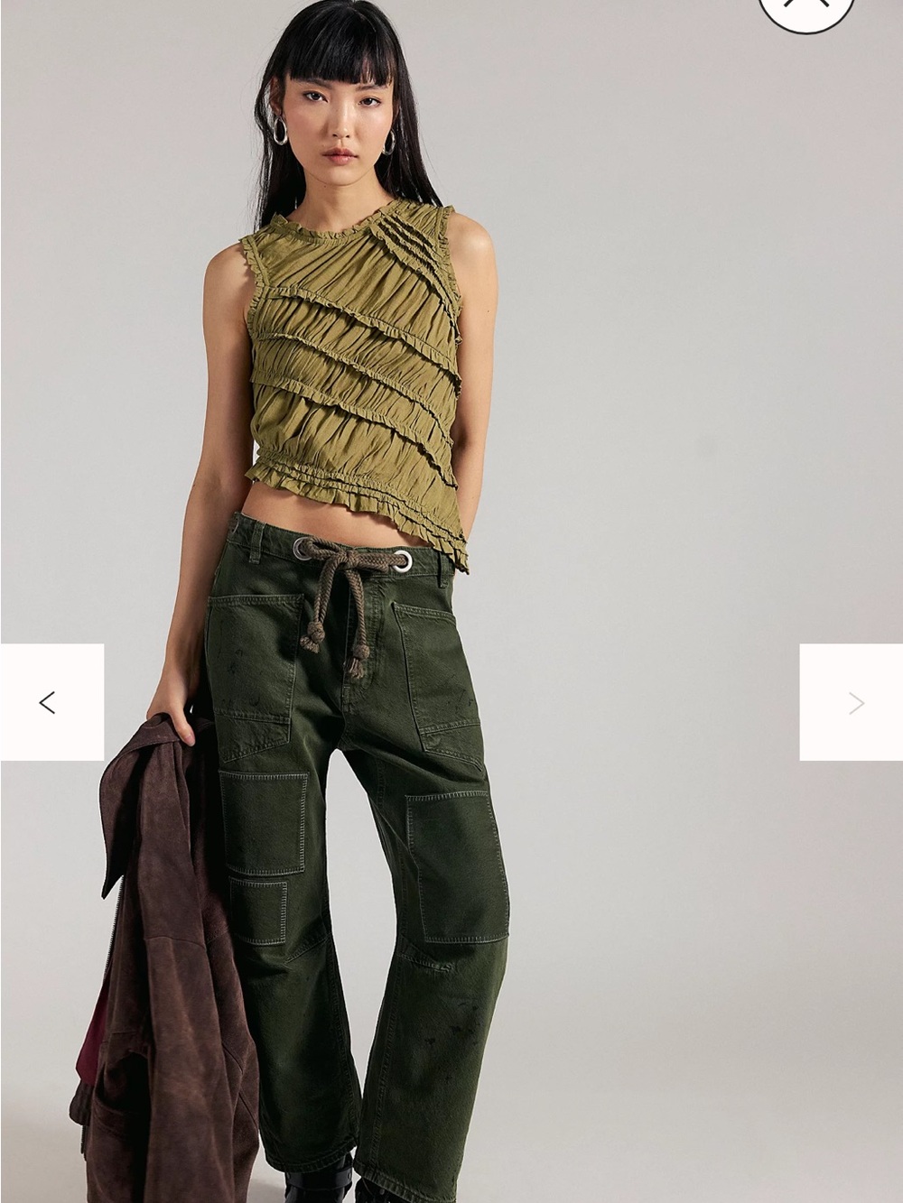 Free People Brown Ruffled Sleeveless Top - Picture 10 of 11
